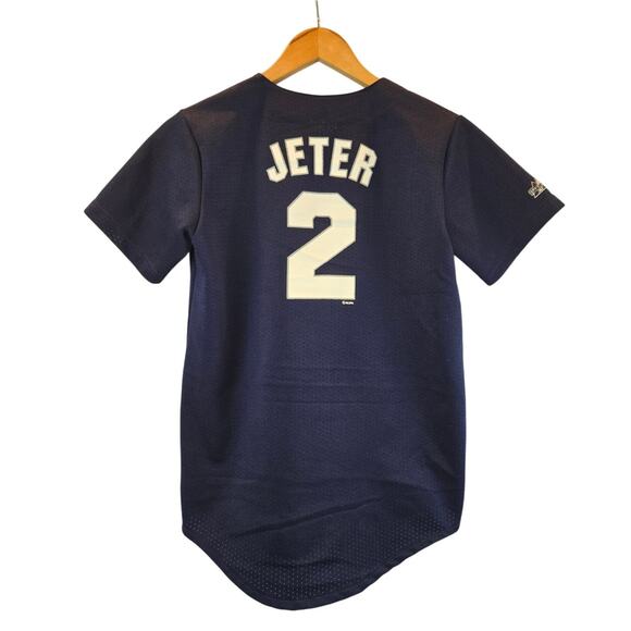 MLB New York Yankees Jeter 2 Baseball Jersey Majestic Boys Large Made in USA - Picture 2 of 6